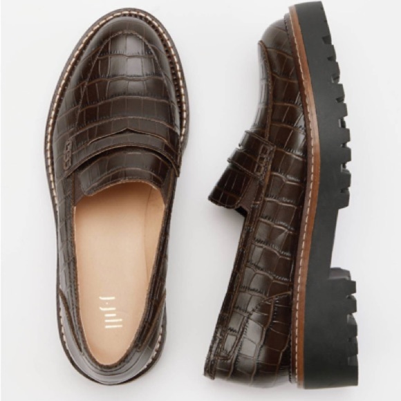 J.Ji Stephanie Chunky Loafer Leather Brown Croc Pattern size 9.5 - Picture 1 of 9